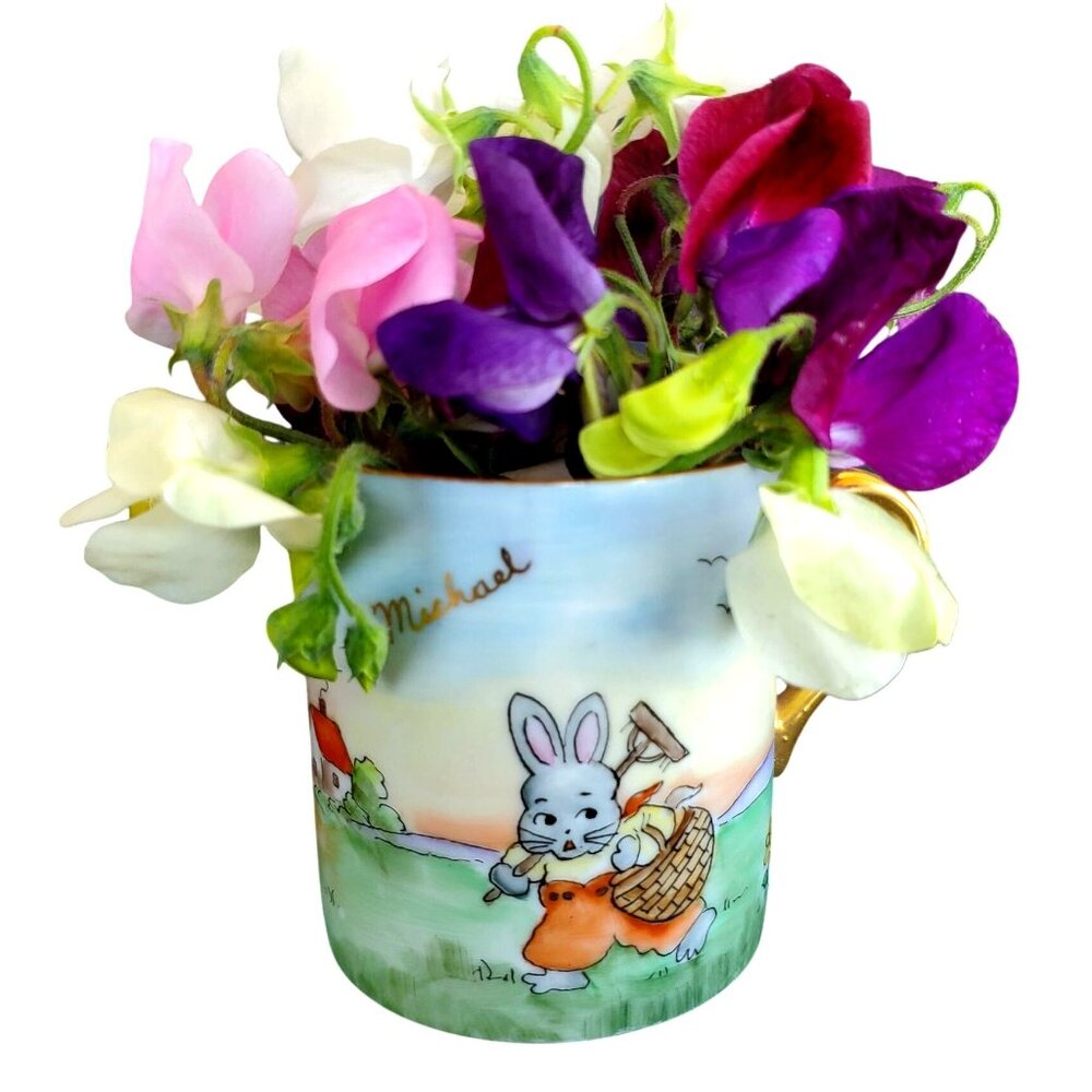 Vintage Easter Hand Painted Porcelain Child's Cup Bunny Gift for Michael
